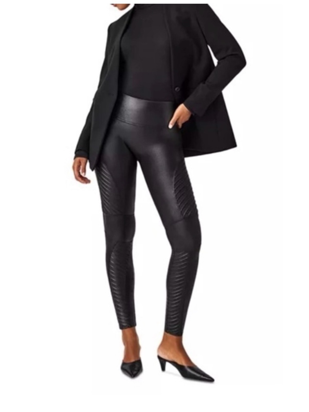 SPANX Moto Faux Leather Black Leggings